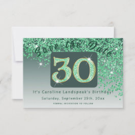 Reserve A Data Brilho verde brilhante para aniversário de 30 anos