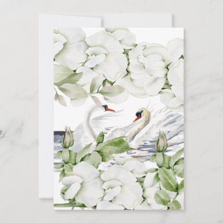Reserve A Data British White Floral & Swan Watercolor Art