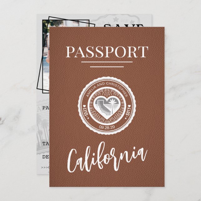Reserve A Data Brown California Passport Salvar a Data (Frente/Verso)
