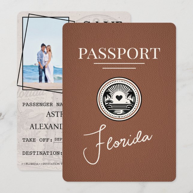 Reserve A Data Brown Florida Passport Salvar a data (Frente/Verso)