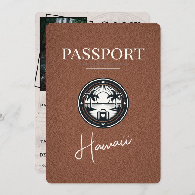 Reserve A Data Brown Hawaii Passport Salvar Data (Frente/Verso)