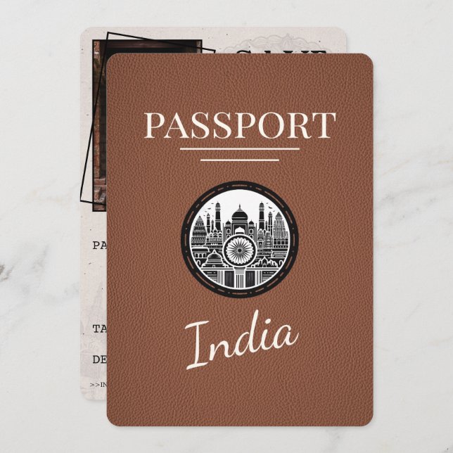 Reserve A Data Brown India Passport Salvar Data (Frente/Verso)