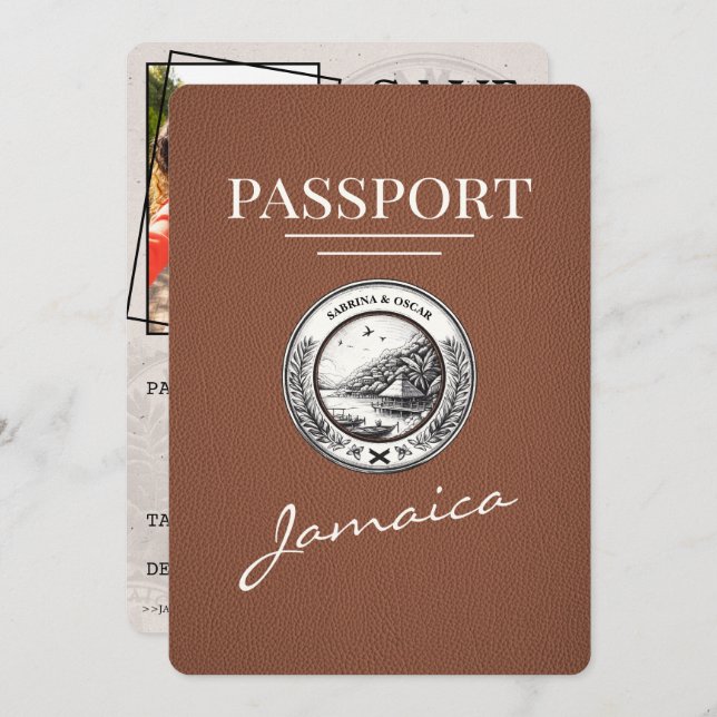 Reserve A Data Brown Jamaica Passport Salvar a data (Frente/Verso)