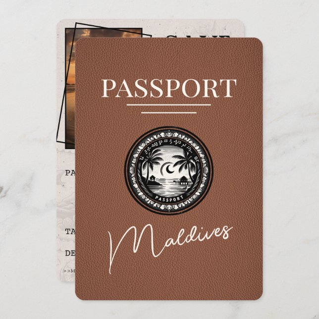 Reserve A Data Brown Maldives Passport Salvar a Data (Frente/Verso)