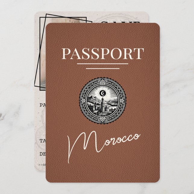 Reserve A Data Brown Marrocos Passport Salvar Data (Frente/Verso)