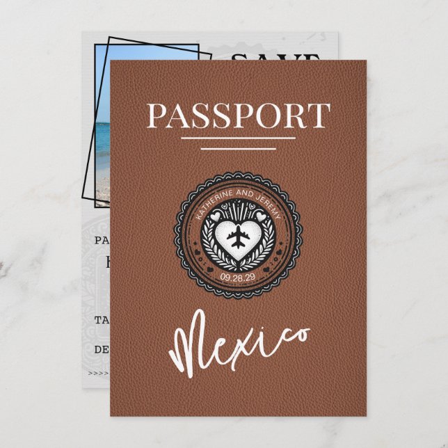 Reserve A Data Brown Mexico Passport Salvar a Data (Frente/Verso)