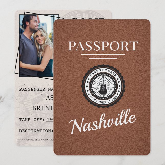 Reserve A Data Brown Nashville Passaporte Salvar A Data (Frente/Verso)
