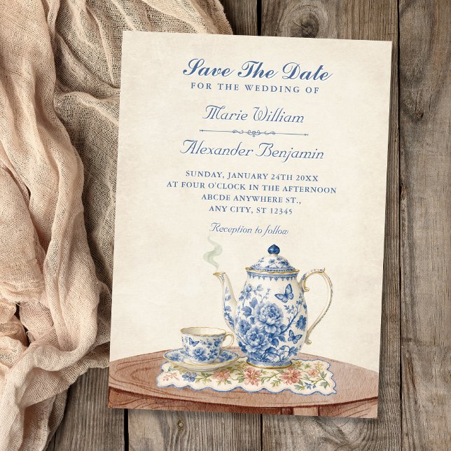 Reserve A Data Bule de chá vintage casamento (Criador carregado)