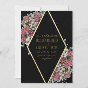 Reserve A Data Buquê Elegante Dourado Diamond & Rosas Guarde a Da