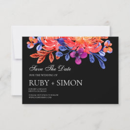 Reserve A Data Buquê Floral Aquarela Chic Moderno para Casamento