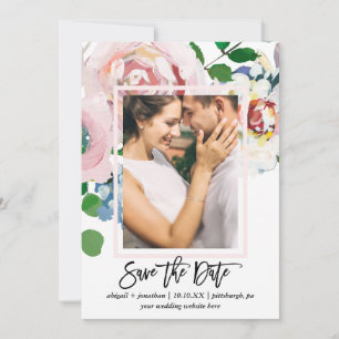 Reserve A Data Buquê Floral Chic com Foto do Script Brush Dois