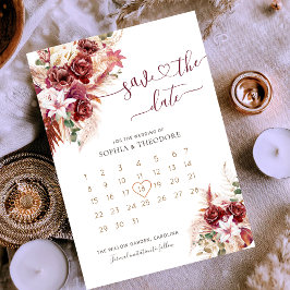 Reserve A Data Burgundy & Blush Floral Calendar