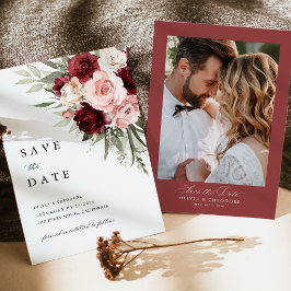 Reserve A Data Burgundy Blush Pink Floral Wedding Photo