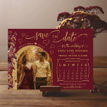 Reserve A Data Burgundy Boho Wildflowers Photo & Calendar Wedding<br><div class="desc">This rustic boho chic wedding Save the Date card features an autumn theme with fancy script lettering and wildflowers in rich shades of burgundy, sienna, and gold. There is space for your photo in an arch shaped frame, the couple's name & wedding location, and a custom calendar where you can...</div>