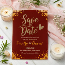 Burgundy Chic Dourado brilhante Moderno Casamento