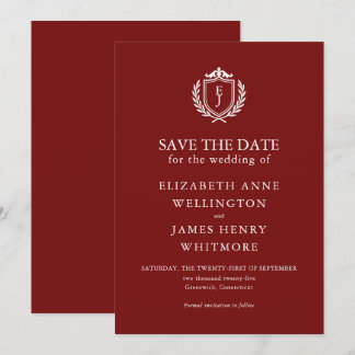 Reserve A Data Burgundy Crest Wedding Custom Initials