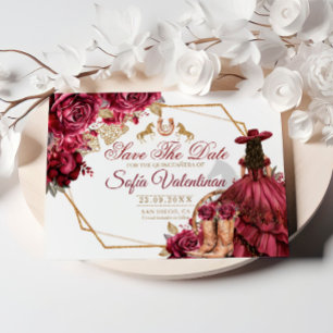 Reserve A Data Burgundy Dourado Charra Cavalo Quinceanera