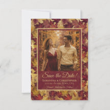 Burgundy & Dourado Folhas de Outono & Casamento de