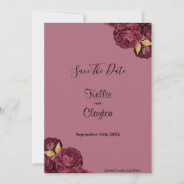 Reserve A Data Burgundy E Dourada Floral Salvar A Data