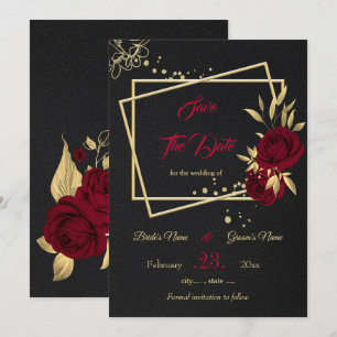 Reserve A Data burgundy e ouro preto floral