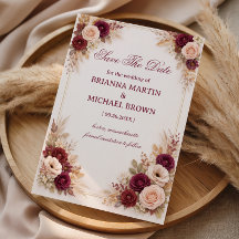 Burgundy Floral Elegant Announcement