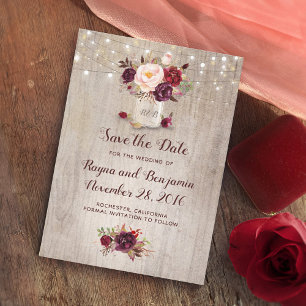 Reserve A Data Burgundy Floral Mason Jar Rustic Salvar Data