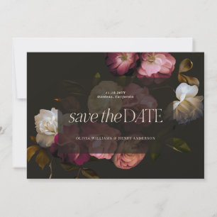 Reserve A Data Burgundy Floral Sombrio Preto Elegante Romântico