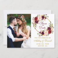 Burgundy Floral Wreath Dourada Salve A Foto Da Dat