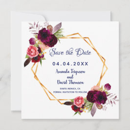 Reserve A Data Burgundy Flowers Blue Wedding Salvar data