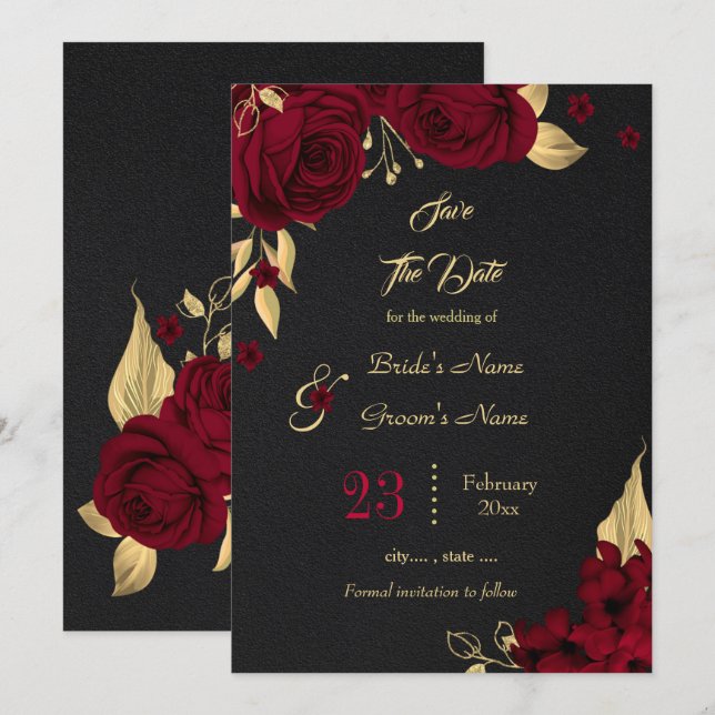 Reserve A Data burgundy & gold floral black salvar data (Frente/Verso)