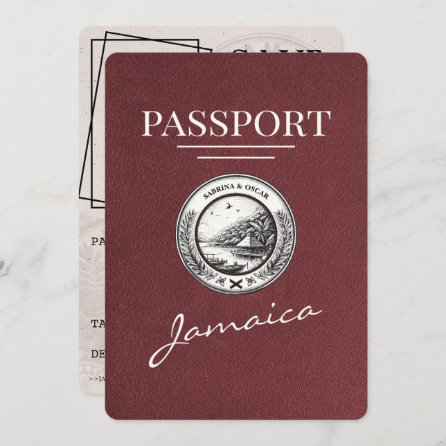 Reserve A Data Burgundy Jamaica Passport Salvar Data (Frente/Verso)