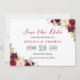 Reserve A Data Burgundy Marsala Casamento Chic Floral Salvar Data