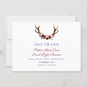 Reserve A Data Burgundy Marsala Floral Antlers Salva A Data