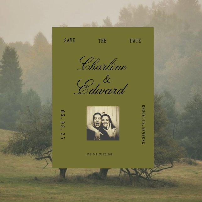 Reserve A Data Burgundy & Olive Vintage Save the Date (Criador carregado)