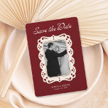 Reserve A Data Burgundy photo retro lace<br><div class="desc">It is a wedding save the date</div>