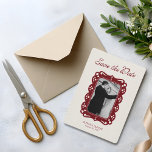 Reserve A Data Burgundy photo retro lace<br><div class="desc">It is a wedding save the date</div>