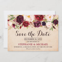 Burgundy Red Marsala Floral Boho