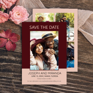 Reserve A Data Burgundy Rosa 4 Foto Casamento Save Date Salvar a 