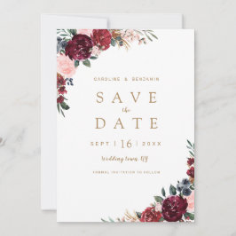 Reserve A Data Burgundy rustic boho floral salvar a data
