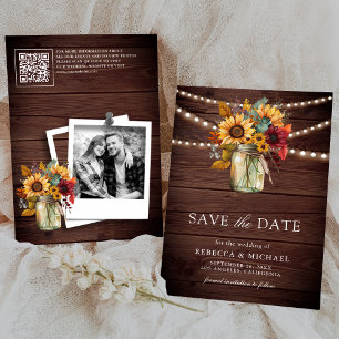 Reserve A Data Burgundy Sunflower Wood Código QR Foto de Casament