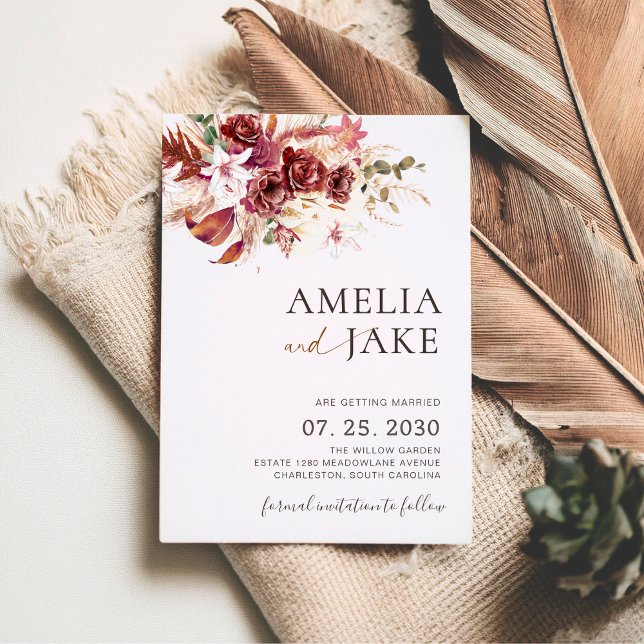 Reserve A Data Burgundy We’re Getting Married Save the Date  (Criador carregado)