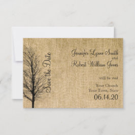 Reserve A Data Burlap e Birch Posh Wedh Salvar a Data