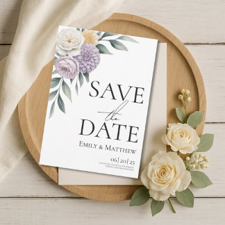 Reserve A Data Butter Yellow And Lilac Floral Save The Date