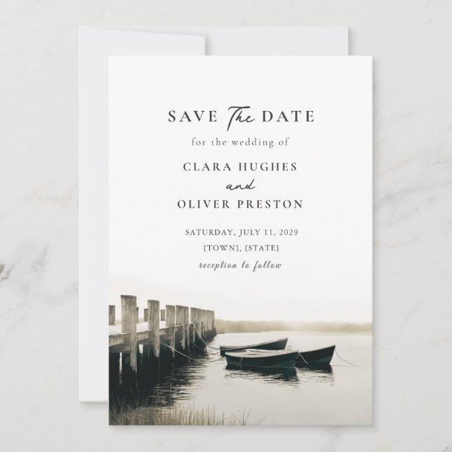 Reserve A Data Cabo Cod Serif Casamento Porto Monocromático  (Frente)