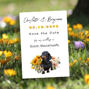 Reserve A Data Cachorrinho e flores selvagens salvam a data
