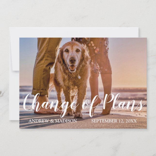 Reserve A Data Cachorro na Praia Mudança de Planos Casamento Adia (Frente)