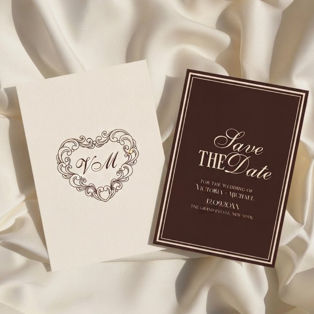 Reserve A Data Café Expresso Marrom Creme Casamento Luxuoso (Criador carregado)