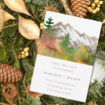 Reserve A Data Cair Montagens de Aquarela Pinheiros Salvar a Data<br><div class="desc">Montanhas de Caixas d'Água Pinheiros Salve a Data - Uma paisagem de montanha de cor d'água maravilhosa é apresentada em nossa página Salvar a Data em uma bela paleta de cores de outono. A tipografia moderna e minimalista também é apresentada. Salvar a Data é parte de uma coleção. O verso...</div>