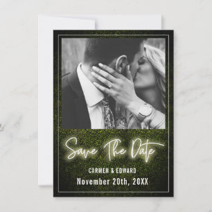 Reserve A Data Caixa de Neon Branco de Casamento Foto