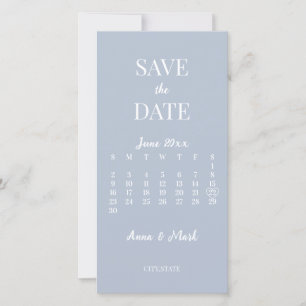 Reserve A Data Calendário Azul Empoeirado Moderno Minimalista
